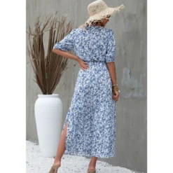 Elegant Lantern Sleeve Knotted Print Midi Dress Sexy V Neck Side Slit Wholesale Dresses SDN560361 -Amour Vert shop 00b70dad 6772 443f ba05 4b7e6dbc95f6 7e4bdcbe913d4f070f699c15610cda9b