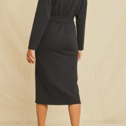 Ava Luxe Fleece Dress - Black -Amour Vert shop 0122 Ava Luxe Fleece Black 0074 web 8a39541d cce8 4b75 87e2 84d82d21fc2d