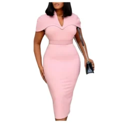 Wholesale Skinny Solid Officewear Midi Dress SD162174