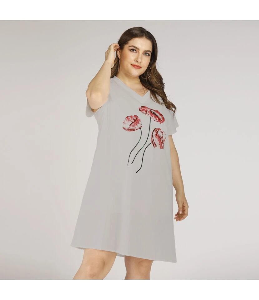 Flower Print Wholesale Plus Size T Shirt Dress SD200005 6 Flower Print Wholesale Plus Size T Shirt Dress SD200005 - Image 4
