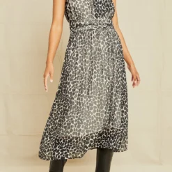Zella Nouveau Silk Dress - Cobblestone Dot