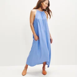 Jasmin Cottonseed Cupro Dress -Amour Vert shop 0364 Jasmin Sky 2120 web