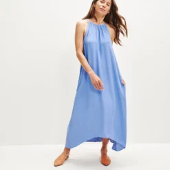 Jasmin Cottonseed Cupro Dress -Amour Vert shop 0364 Jasmin Sky 2122 web