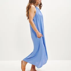 Jasmin Cottonseed Cupro Dress -Amour Vert shop 0364 Jasmin Sky 2136 web