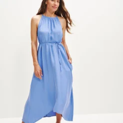 Jasmin Cottonseed Cupro Dress -Amour Vert shop 0364 Jasmin Sky 2176 web