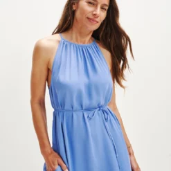 Jasmin Cottonseed Cupro Dress -Amour Vert shop 0364 Jasmin Sky 2190 web