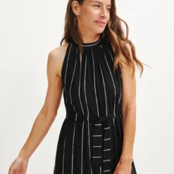 Mila Zero-Waste Dream Knit Dress 26 Mila Zero-Waste Dream Knit Dress -Amour Vert shop 0365 Mila Zero Waste Dress Black Havana Stripe 1632 web