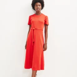 Tenille Scallop Knit Midi Dress -Amour Vert shop 0424 Tenille Carmine 2564 web