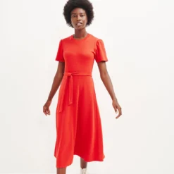 Tenille Scallop Knit Midi Dress -Amour Vert shop 0424 Tenille Carmine 2577 web