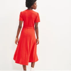 Tenille Scallop Knit Midi Dress -Amour Vert shop 0424 Tenille Carmine 2610 web