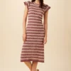 Betsy Organic Cotton Dress - Sumac And Birch Stripe -Amour Vert shop 0428 Betsy Sumac Birch Stripe 1