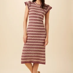 Betsy Organic Cotton Dress - Sumac And Birch Stripe