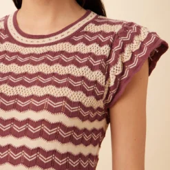 Betsy Organic Cotton Dress - Sumac And Birch Stripe -Amour Vert shop 0428 Betsy Sumac Birch Stripe 4