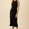 Cortney Cottonseed Cupro Dress - Black