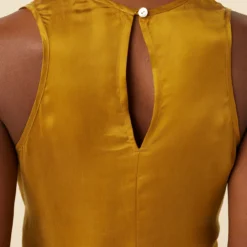 Cortney Cottonseed Cupro Dress - Gold -Amour Vert shop 0448 Cortney Cupro Gold 5