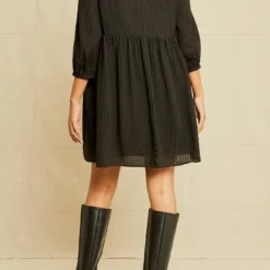 Alina Tencel Dress - Black -Amour Vert shop 0542 Alina Stripe Black 1052 web