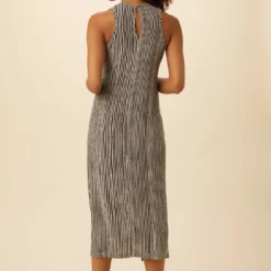Cortney Washable Silk Midi Dress - Ink Stripe -Amour Vert shop 0561R1 Cortney Ink Stripe 3