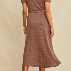 Tenille Scallop Knit Dress - Azure Umber Stripe -Amour Vert shop 0688 Tenille Scallop Umber Azure 5215 web 828b6fc0 cbb9 4642 950e 6359d28851e9