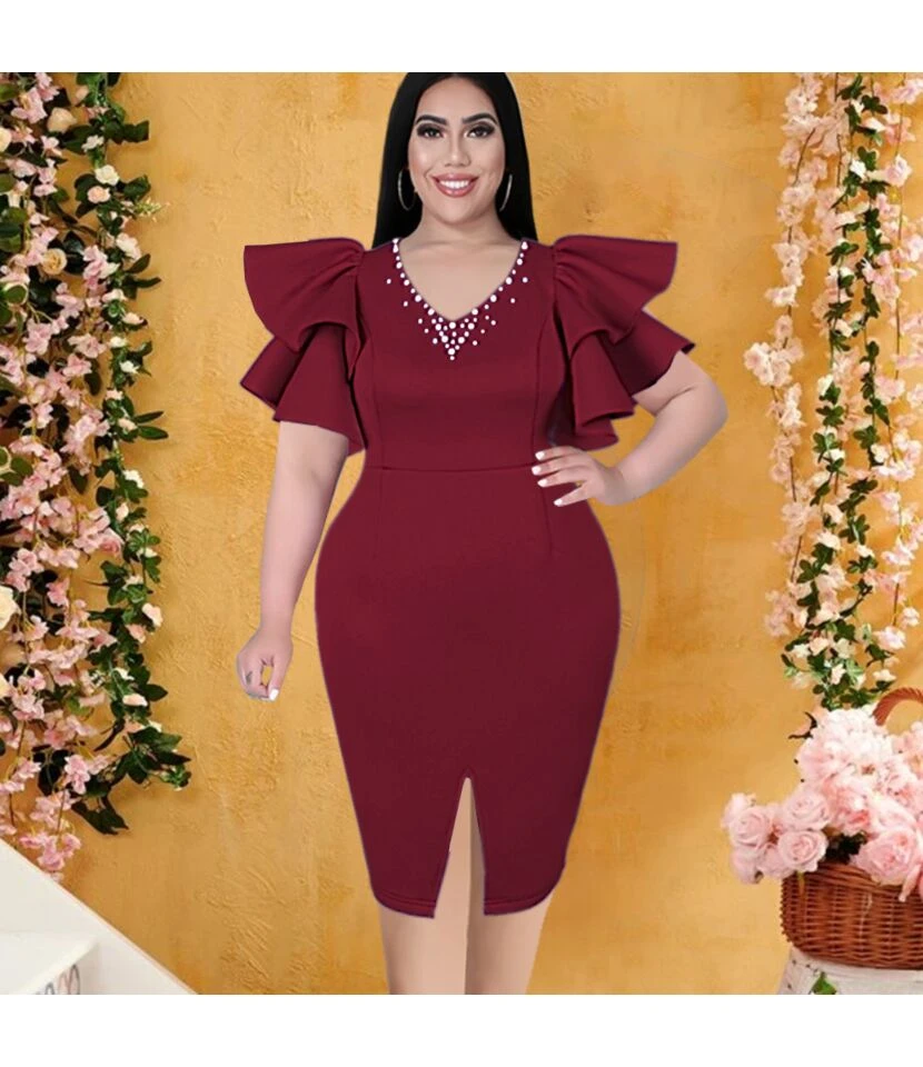 Sexy V-Neck Ruffle Sleeves Beaded Party Bodycon Mini Dress Wholesale Dresses SDN562652 5 Sexy V-Neck Ruffle Sleeves Beaded Party Bodycon Mini Dress Wholesale Dresses SDN562652 - Image 3