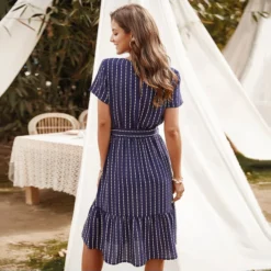 Sexy V-Neck Striped Dress Casual Short Sleeve Lace Up Wholesale Dresses SDN560302 -Amour Vert shop 09b8e7ae fc21 4640 8809 d9f1a4786f5c 5c135030f88ace4931de0fade7c9f259