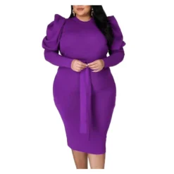 Fashionable Solid Color Long Sleeve Belted Slim Fit Wholesale Plus Size Dress Clothing N3823100900055 -Amour Vert shop 0a771903a59d4e5bb05eb098010d8e06 5