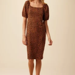 Bonnie Reverie Knit Dress - Almond Leopard Print