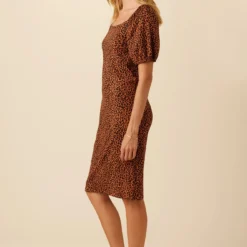 Bonnie Reverie Knit Dress - Almond Leopard Print -Amour Vert shop 10050 Bonnie Almond Leopard 2