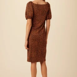 Bonnie Reverie Knit Dress - Almond Leopard Print -Amour Vert shop 10050 Bonnie Almond Leopard 3