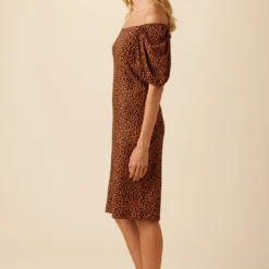 Bonnie Reverie Knit Dress - Almond Leopard Print -Amour Vert shop 10050 Bonnie Almond Leopard 5