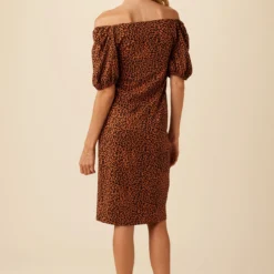Bonnie Reverie Knit Dress - Almond Leopard Print -Amour Vert shop 10050 Bonnie Almond Leopard 6