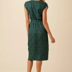 Josie Cupro Viscose Jacquard Dress - Darkest Spruce -Amour Vert shop 10058 Josie Darkest Spruce 3