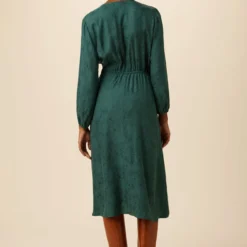 Etta Cupro Viscose Jacquard Dress - Darkest Spruce 8 Etta Cupro Viscose Jacquard Dress - Darkest Spruce -Amour Vert shop 10077 Etta Jaquard Darkest Spruce 3