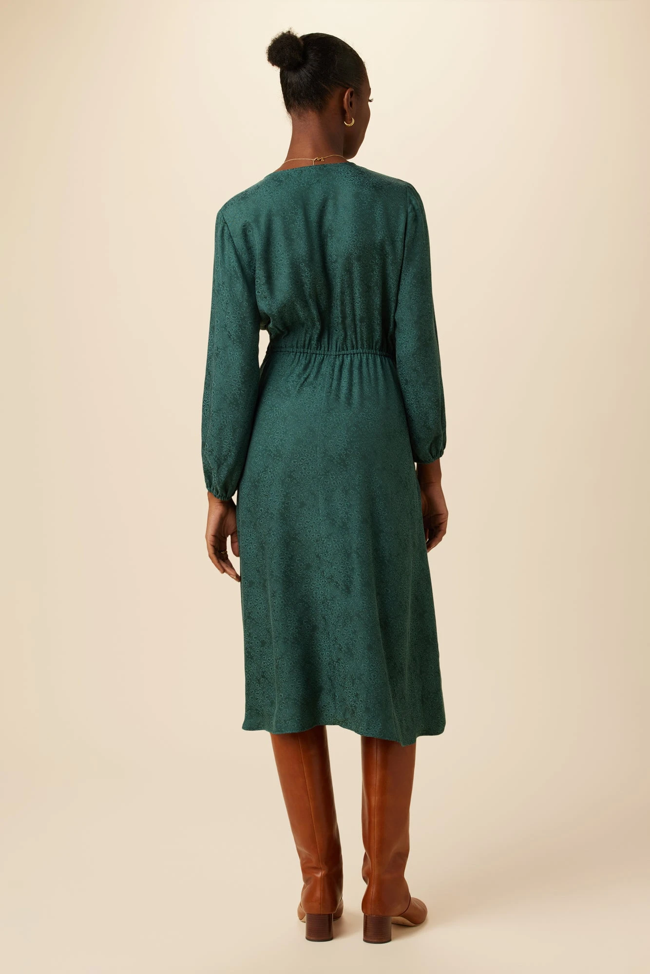 Etta Cupro Viscose Jacquard Dress - Darkest Spruce 5 Etta Cupro Viscose Jacquard Dress - Darkest Spruce - Image 3