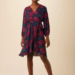 Elma Ecovero Wrap Dress - Paysage Berry