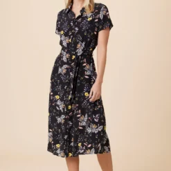 Joyce Washable Silk Dress - French Jardin Black 9 Joyce Washable Silk Dress - French Jardin Black -Amour Vert shop 10120 Joyce Silk French Jardin Black 1