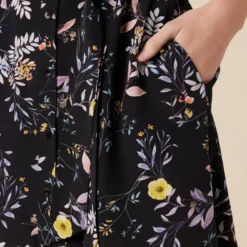 Joyce Washable Silk Dress - French Jardin Black 11 Joyce Washable Silk Dress - French Jardin Black -Amour Vert shop 10120 Joyce Silk French Jardin Black 5