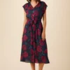 Marianna Ecovero Dress - Paysage Berry -Amour Vert shop 10127 Marianna Viscose Lined Paysage Berry 1
