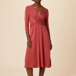 Olive 3/4 Sleeve Dream Knit Dress - Sienna