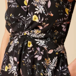 Olive Washable Silk Midi Dress - French Jardin Black -Amour Vert shop 10129R1 Olive Silk French Jardin 5