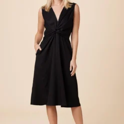 Olive Tencel Midi Dress - Black