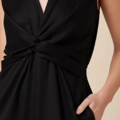 Olive Tencel Midi Dress - Black -Amour Vert shop 10133 Olive Twill Black 4