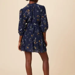 Arya 3/4 Sleeve Washable Silk Dress - Ana Floral -Amour Vert shop 10139R1 Arya Silk Ana Floral 3