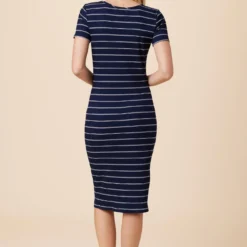 Juniper Paris Rib Dress - Pippa Stripe -Amour Vert shop 10142 Juniper Pipa Stripe 3
