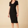 Juniper Paris Rib Dress - Black -Amour Vert shop 10142 Juniper Rib Black 1