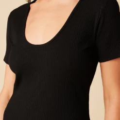 Juniper Paris Rib Dress - Black -Amour Vert shop 10142 Juniper Rib Black 4