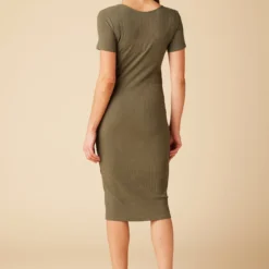 Juniper Paris Rib Dress - Calla Green -Amour Vert shop 10142 Juniper Rib Calla Green 3