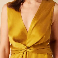 Olive Cupro Midi Dress - Gold -Amour Vert shop 10151 Olive Cupro Gold 4