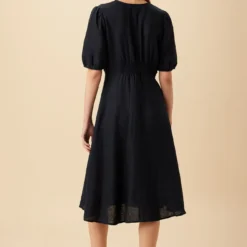 Odette Linen Dress - Navy -Amour Vert shop 10191 Odette Linen Navy 3