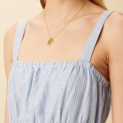 Elio Linen Midi Dress - Blue Natural Stripe 10 Elio Linen Midi Dress - Blue Natural Stripe -Amour Vert shop 10223 Elio Linen Blue Natural Stripe 4