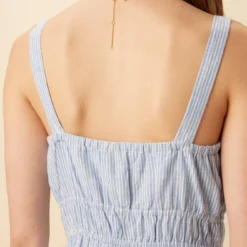 Elio Linen Midi Dress - Blue Natural Stripe 11 Elio Linen Midi Dress - Blue Natural Stripe -Amour Vert shop 10223 Elio Linen Blue Natural Stripe 5